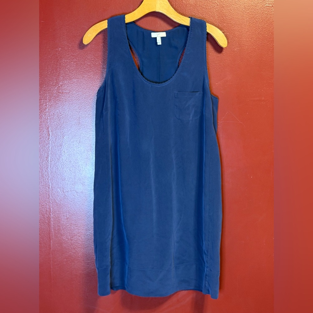 Joie Navy Blue Sleeveless Silk-Blend Mini Dress